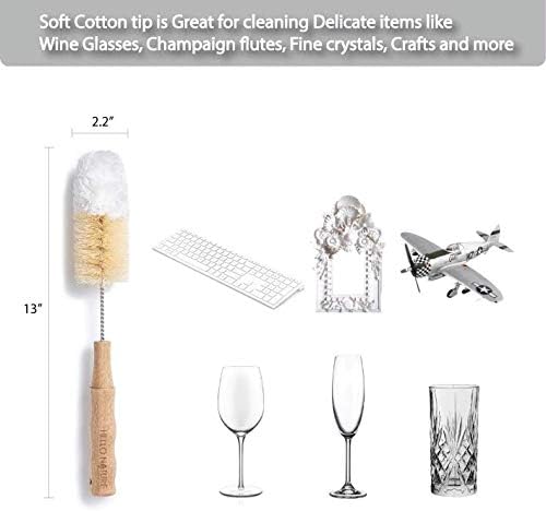 4 Pcs Bamboo Bottle Brush Set by HELLO NATURE – Long Handle Cleaning