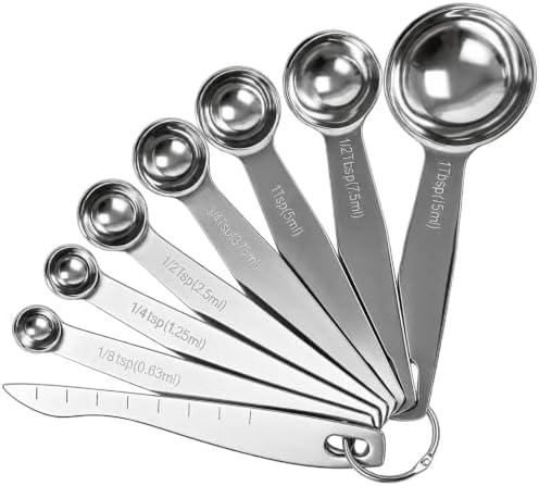 Measuring Spoons, 8-Piece Heavy Duty Stainless Steel Measuring Spoons