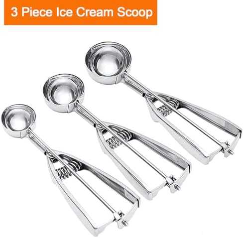 Ice Cream Scoop Set, Stainless Steel Cookie Scoops Set of 3