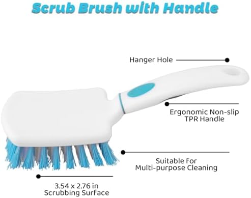 3 Pack Scrub Brush Set for Bathroom Cleaning
