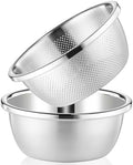 304 Stainless Steel Colander 4QT Microporous Colander & Large Bowl for