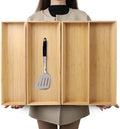 BAMOTTO CRAFTBAMBOO Large Long V-Shaped Bamboo Drawer Organizer Set of