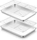 TeamFar Stainless Steel Toaster Oven Pan with Rack Set, 10.5"x 8"x 1"