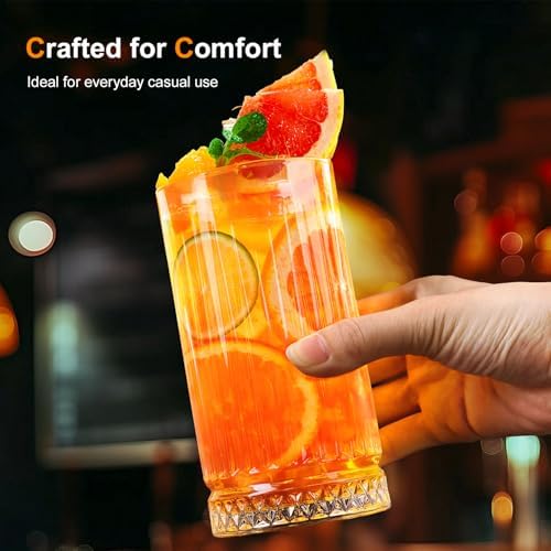 Highball Glasses Set of 4, 16oz Tall Drinking Glasses, Lead-free