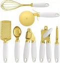 White & Gold Cooking Utensils Set, 7-Piece