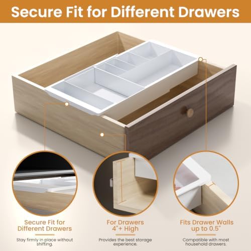 Expandable Drawer Organizer Tray from 11.8" to 19.68", Hanging