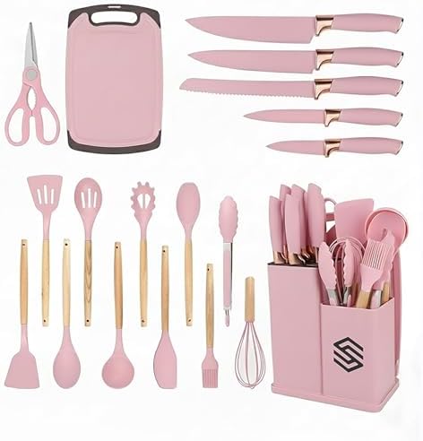 19 PCS Pink Silicone Cooking Utensils Set