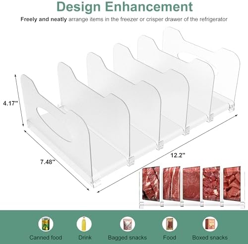 12" Freezer Organizer Rack with Removable Dividers