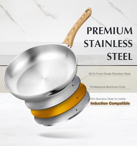 KOCH SYSTEME CS Stainless Steel Frying Pan Set of 3, 8"&10"&12"