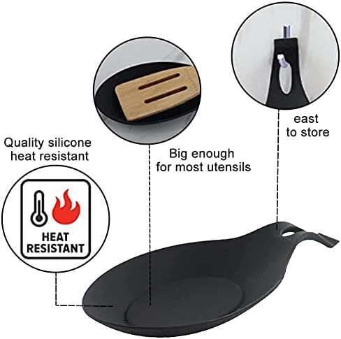 3 Pack Silicone Spoon Rest for Stove Top, Heat Resistant Kitchen