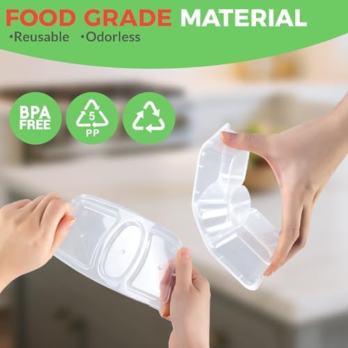 MACTANO 8 OZ Reusable Snack Containers with Lids, New 3 Compartment