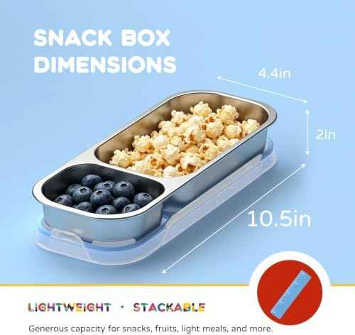 3-Pack Stainless Steel Snack Containers, 2-Compartment
