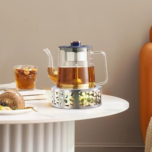 4PCS 430 Stainless Steel Teapot Warmer, Teapot Heater with Tealight
