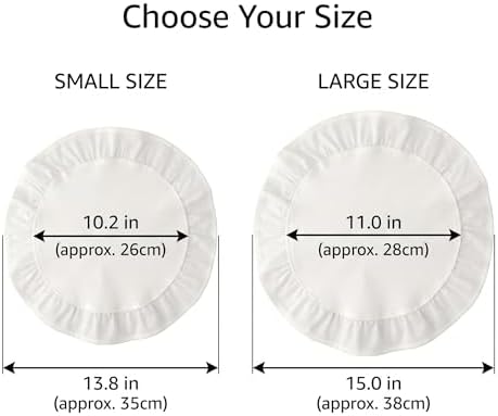 Round Ruffled Linen Blend Placemats, 15 Inch Scalloped Table Mats, Set