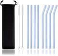 JASHII Reusable Glass Straws, 7.87"×0.3" Clear Smoothie Drinking