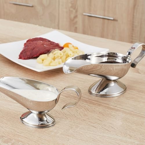 4 Packs Gravy Boat, 8 oz Stainless Steel Sauce Boat with Easy-Pour