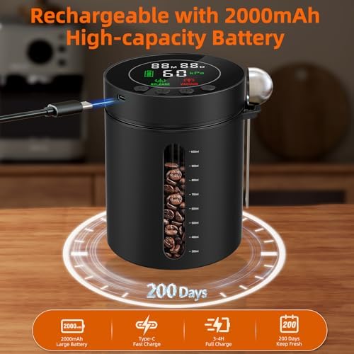 Automatic Vacuum Coffee Canister, 1.3L, LED Display