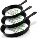 NutriChef 3 Pieces Pre-Seasoned Cast Iron Skillets