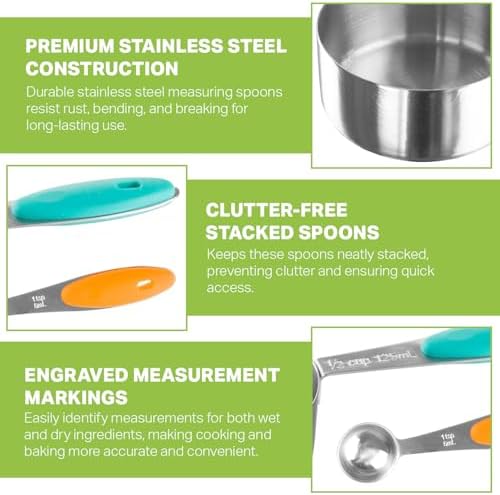 Measuring Spoons Set, Stainless Steel Measuring Spoons for Cooking and