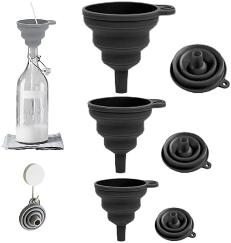 Kitchen Funnel Set, 2025 Upgrade Silicone Collapsible Funnel Silicone