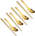 Chinese Metal Soup Spoons and Chopsticks Set for 4 People, Reusable