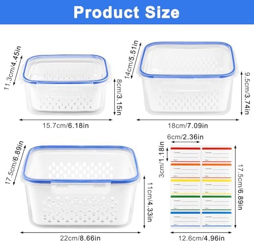 3-Pack Fruit Storage Containers with Removable Colanders