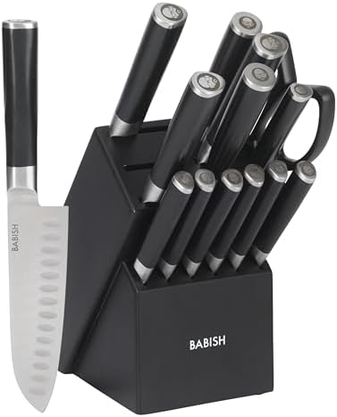 Babish 15-Piece German Steel Knife Block Set