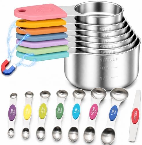 Magnetic Measuring Cups and Spoons Set-Heavy Duty 304 Stainless Steel