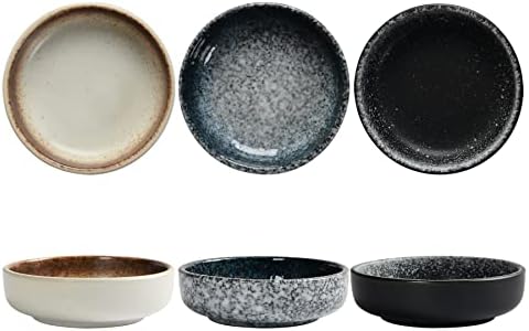 Ceramic Soy Sauce Dish set, Dipping Bowls Set of 6, Chip and Dip