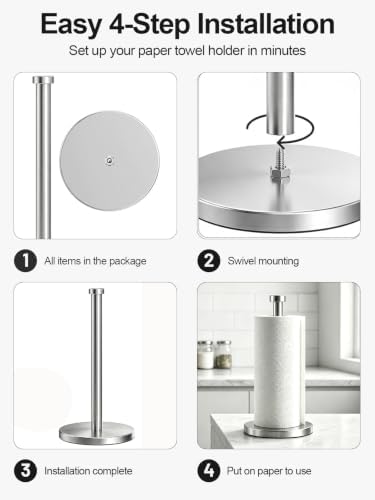 VEHHE Countertop Paper Towel Holder, Weighted Base, 4 Suction Cups