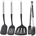 Silicone Spatula Set, 4-Piece, 12" Grill Tongs