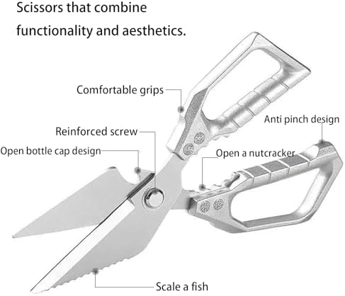 Heavy Duty All Purpose Kitchen Scissors Anti Slip Handle Meat Scissors