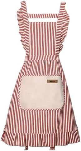Cotton Kitchen Cooking Apron,Adjustable Neck Cute Chef Classic Striped