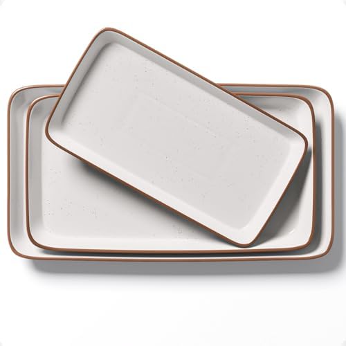 Ceramic Serving Platter Set of 3, Rectangular Plates