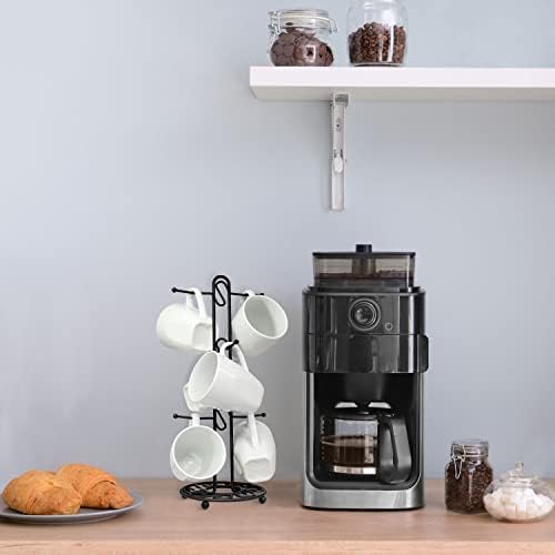 Blue Donuts Farmhouse Coffee Mug Rack, Coffee Mug Tree for 6 Mugs