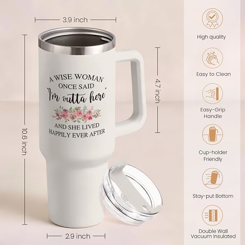 SANDJEST Retirement Tumbler 40oz Stainless Steel with Handle and Straw