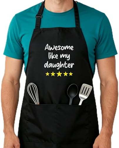 Funny Aprons for Men, Black Kitchen Adjustable Apron Father's Day