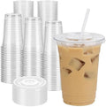 Zcaukya 100 Pack 16oz Plastic Cups with Lids and Straws, Disposable