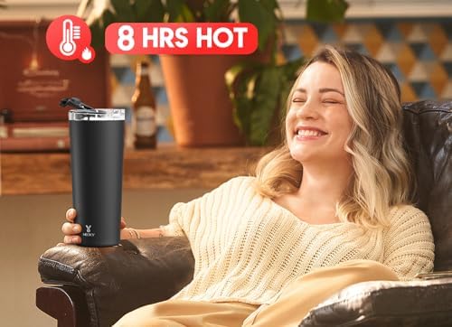 Meoky 24 oz Insulated Travel Coffee Mug: Leak Proof Lid, Night