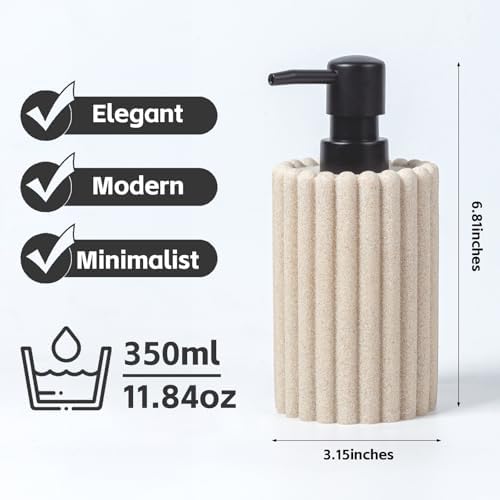 Soap Dispensers, 11.84 OZ, 2 PCS, Beige Sandstone Look