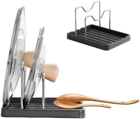 2 in 1 Pot Lid Holder & Spoon Rest for Kitchen Counter, Plastic