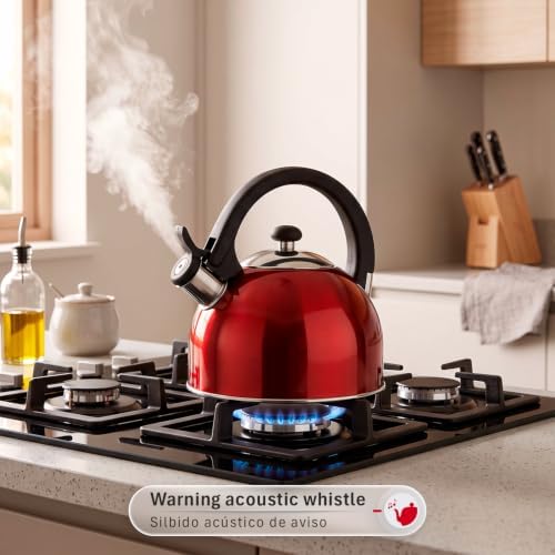 Magefesa Sabal Stainless Steel Whistling Tea Kettle, 2.1 Qt