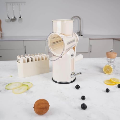 Rotary Cheese Grater with Handle, Vegetable Chopper Quick Chop Blades