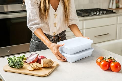 (2 Pack Large Silicone Freezer Containers For Soup, Pasta Sauce, Leftovers, Broth - 6 Cup White Reusable BPA Free Non Plastic Food Storage Freezing Ice Trays With Lids & Measurement Lines