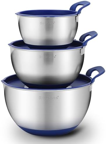 Rorence Stainless Steel Mixing Bowls: Stackable Mixing Bowl Set with