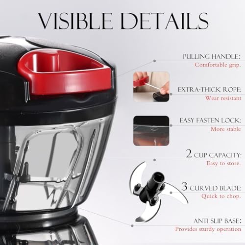 Ourokhome Manual Food Processor, 500ml, Black