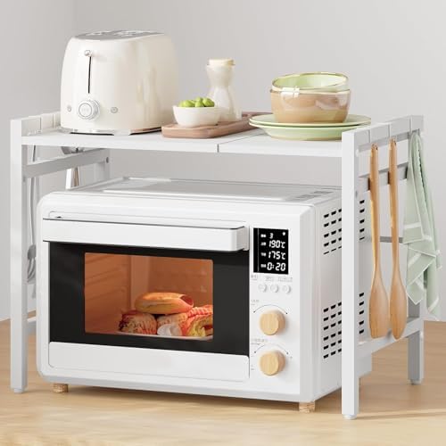 Somdot Expandable 2-Tier Microwave Oven Rack with 6 Hooks