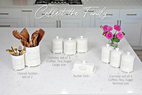 Ceramic Butter Dish with Lid, 7.7 x 4 Inch, Engraved Butter Keeper