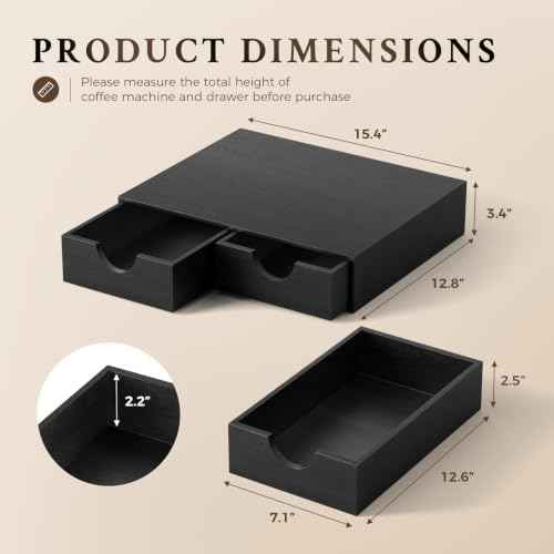 Mustry Wooden K Cup Holder, 36 Pod Capacity, Black K Cup Drawer Organizer