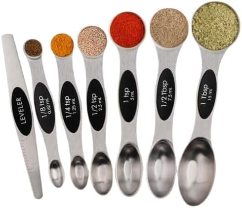 Magnetic Stackable 430 Stainless Steel Dual‐End Measuring Spoons Set